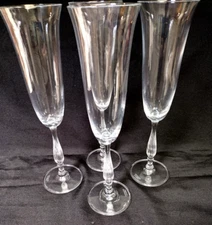Bohemia Crystalite ROMANCE 4 x Champagne Flutes 9¾" Tall