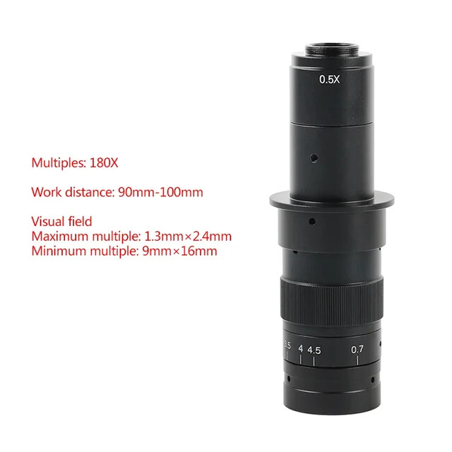 180X Zoom Industrial Microscope Camera Objective Lens C-mount Lens
