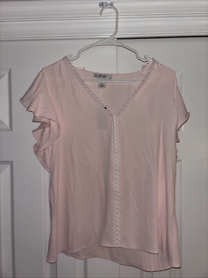 NWT White House Black Market FLUTTER SLEEVE BLOUSE IN ROCCOCO Size Medium