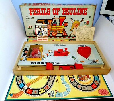 Rare 1963 Marx Perils of Pauline As Seen on TV Board Game Complete!