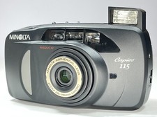 Minolta Capios 115 Black 38-115mm Macro Point  Shoot 35mm Film Camera 4899