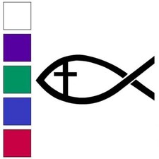 Jesus Cross Fish, Vinyl Decal Sticker, Multiple Colors  Sizes 7517