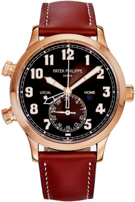 Patek Philippe 5524R-001 Calatrava Pilot Travel Time Rose Gold on Strap 42mm