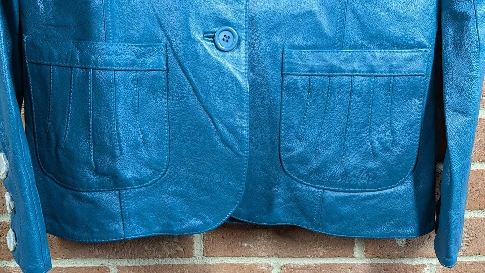 Vintage MetroStyle Womens Leather Blazer Jacket 10 T Mod Rock Punk 80s Western - Image 2 of 4