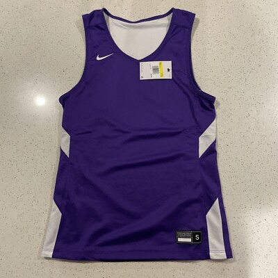 Nike Team Mens Size S Dri-FIT Reversible Basketball Practice Jersey Purple  White