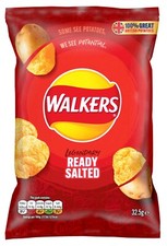 Walkers Ready Salted Crisps Snacks 32.5g Pack of 32 Bags