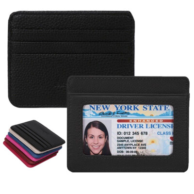 Leather Slim Minimalist Wallet for Men Women Thin Credit Card Holder Wallet