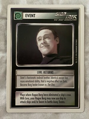 Star Trek CCG 1E WB95 LORE RETURNS Rare Card NEVER PLAYED