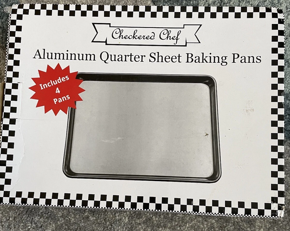 Checkered Chef Baking Sheet Set - Set of 4 Aluminum Quarter Sheet 13x9