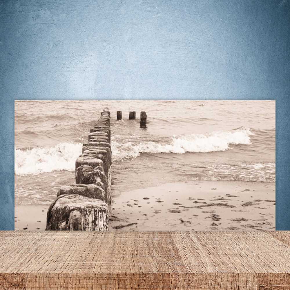 Crédence cuisine verre trempé 100x50 panneau mural décoratif motif Mer Plage et Architecture