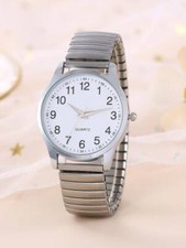 OROLOGIO DA POLSO CON CINTURINO ELASTICO IN METALLO NERO ARGENTO UOMO DONNA