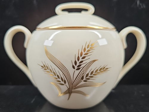 3 Pc Lenox Wheat Cream Sugar Lid Set Vintage Elegant Floral Gold Serving USA Lot - Picture 16 of 24