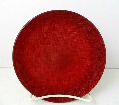 VIETRI GLITTER RED CANAPE GLASS PLATE - 5 3/4" 1009I