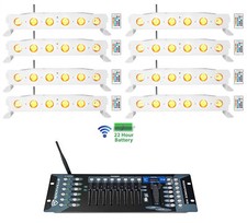 8 Rockville BEST STRIP 60 White Rechargeable Light Bars Wireless DMX Controller