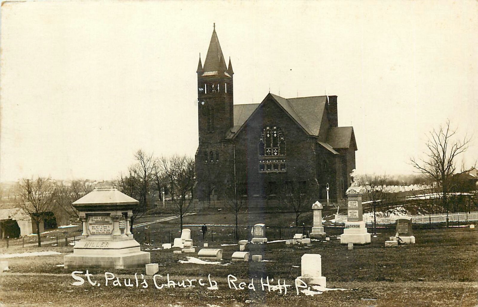 1913 Red Hill Pennsylvania St. Paul's Church Religion RPPC Postcard 25-2171