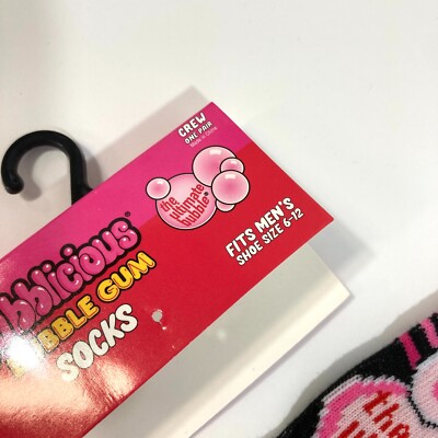 BUBBLICIOUS BUBBLE GUM SOCKS black pink orange striped retro MEN