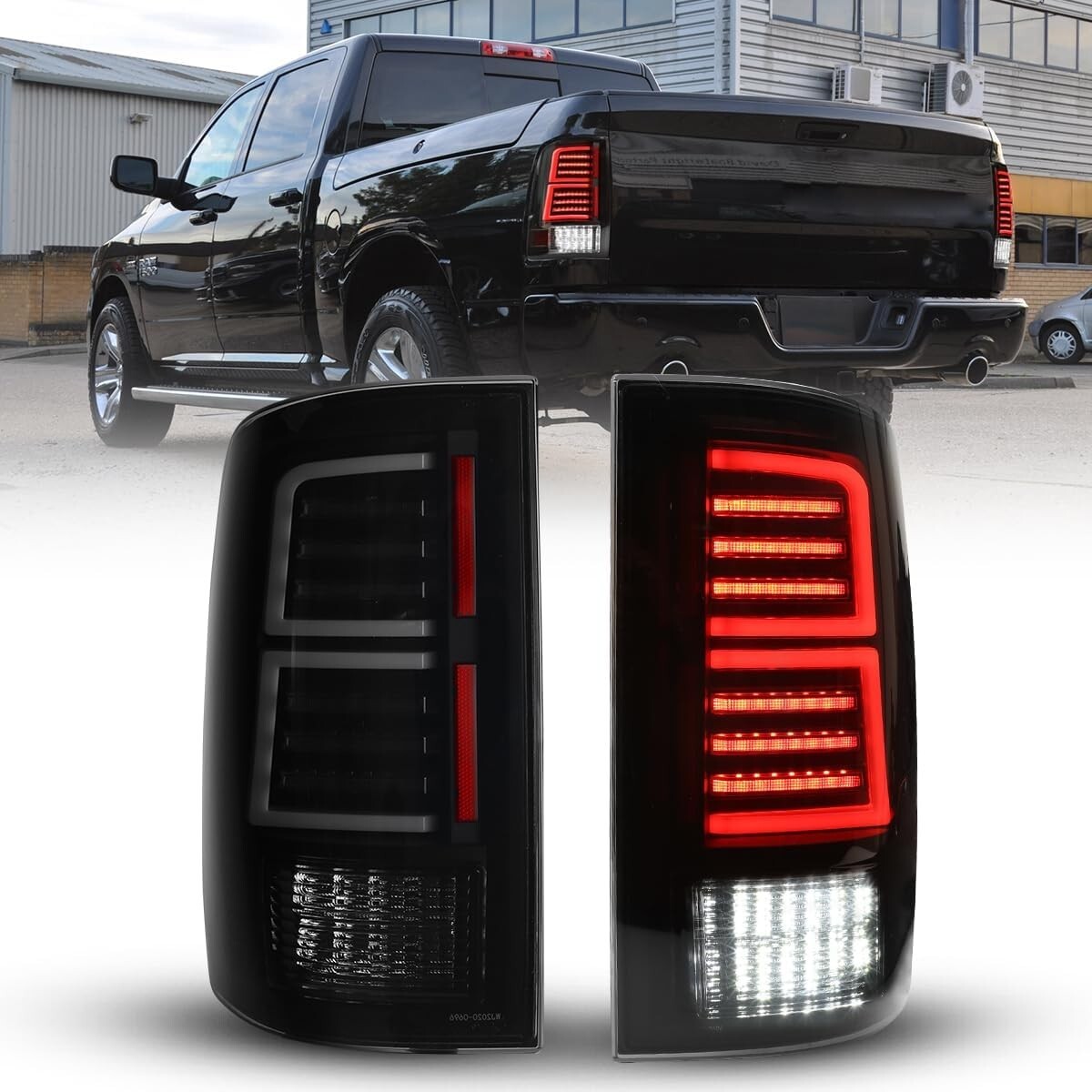 Smoked LED Tail Lights for 2009-2018 Dodge Ram 1500 2500 3500 Brake Lamps Pair