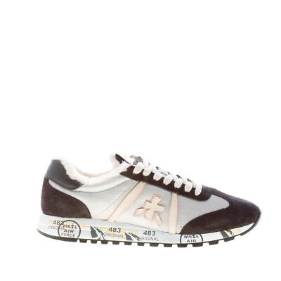 PREMIATA women shoes Silver leather black suede Lucy 6008 sneaker with Faux-fur