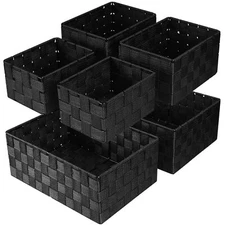6 PCS Woven Storage Cube Baskets, Storage Bins for Clothes/Shelves/Closet, Black