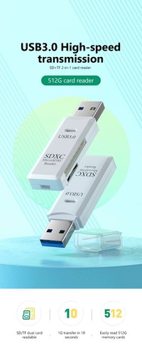 Memory Card Reader HIGH SPEED USB 3.0 STICK SDHC SDXC MMC Micro SD Mob T-FLASH - Afbeelding 7 van 7