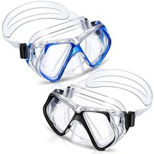 2 Pcs Adults Swimming Goggles with Nose Cover Antifog Clear Diving Mask Clear...