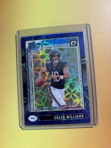 2024 Optic Blue Scope Caleb Williams, READ, Ding On Top Left on Back of Card
