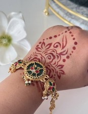 Indisches Damen Armband Goldfarben Rot Grün Meenakari Boho Bollywood …