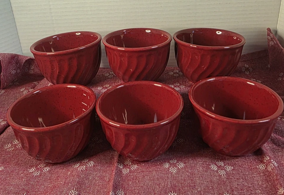 Набор из 6 красных керамических рамекинов/десертных чаш на 1 чашку Paula Deen - Изображение 2 из 4