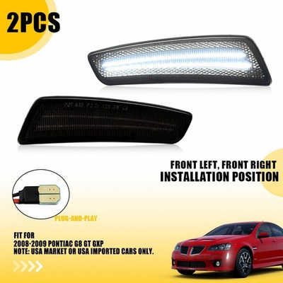 Pair Smoked White LED Front Side Marker Lights For 2008-2009 Pontiac G8 GT GXP E