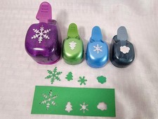 EK Success Snowflake, Christmas Tree, Cloud, Whale Tail Thumb Punch LOT of 4