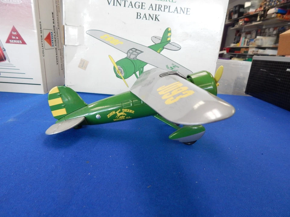 VTG Spec Cast Die Cast Airplane Coin Banks Lot Of 2 John Deere & Citgo - Image 3 of 4