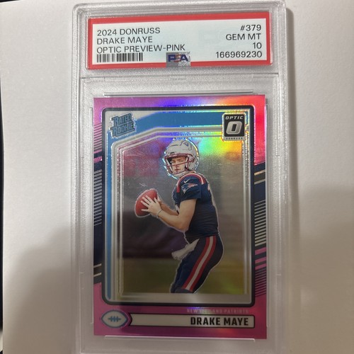 2024 Panini Donruss - Rated Rookie Drake Maye #379 Optic Preview Pink Prizm (RC)