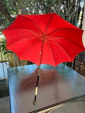 Haas Jordan Red Classic Umbrella/Parasol, Unusual Handle Vintage, Toledo, Ohio