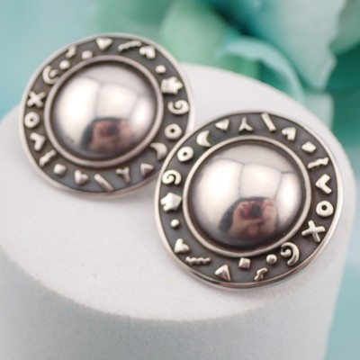 Vintage 1993 Roberta Williamson Sterling Silver Dome Pierced Earrings 10.9 grams