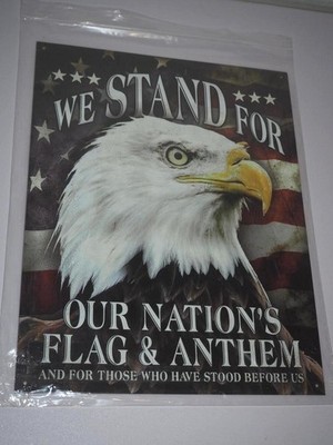 Blechschild USA Adler We Stand For Our Nation's Flag Anthem 31,5x40,5cm Deko