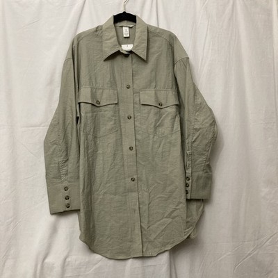 NWT H&M Women's Light Sage Oversize Button Up Shirt w/Pockets - SZ M