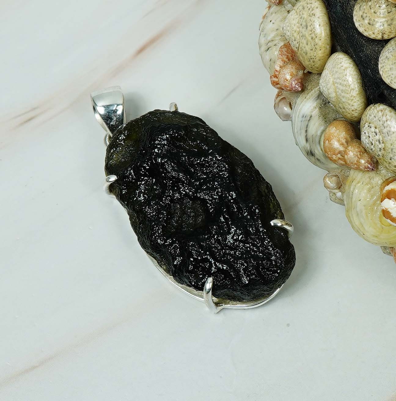 925 Solid Sterling silver Natural Rough Green Moldavite Pendant-2 ...