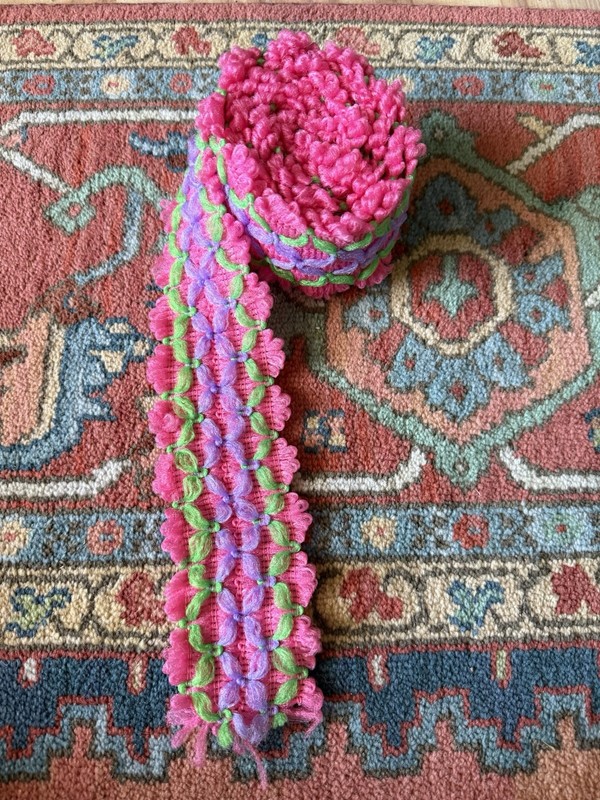 70s Vintage Decorative Edging Accent Pink Purple Green Boho Hippie 2.8 Yards