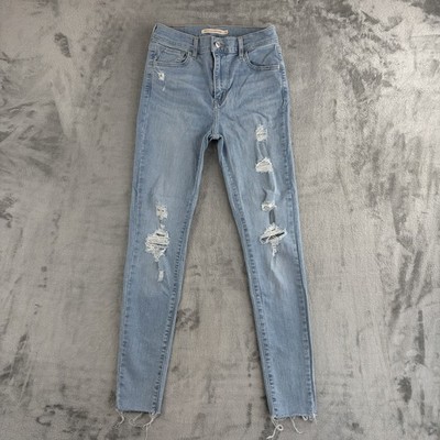 Levi s 720 High Rise Super Skinny Jeans W26 L28 Distressed Light Wash Damen