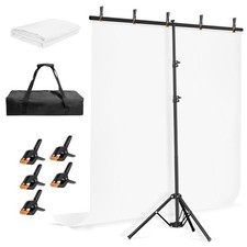 5 6.5ft White Photo Backdrop with Stand Kit for Photography Video 5X6.5FT
