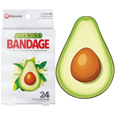 Adorable Avocado Bandages 24 Count Child Safe Wound Dressing Pack