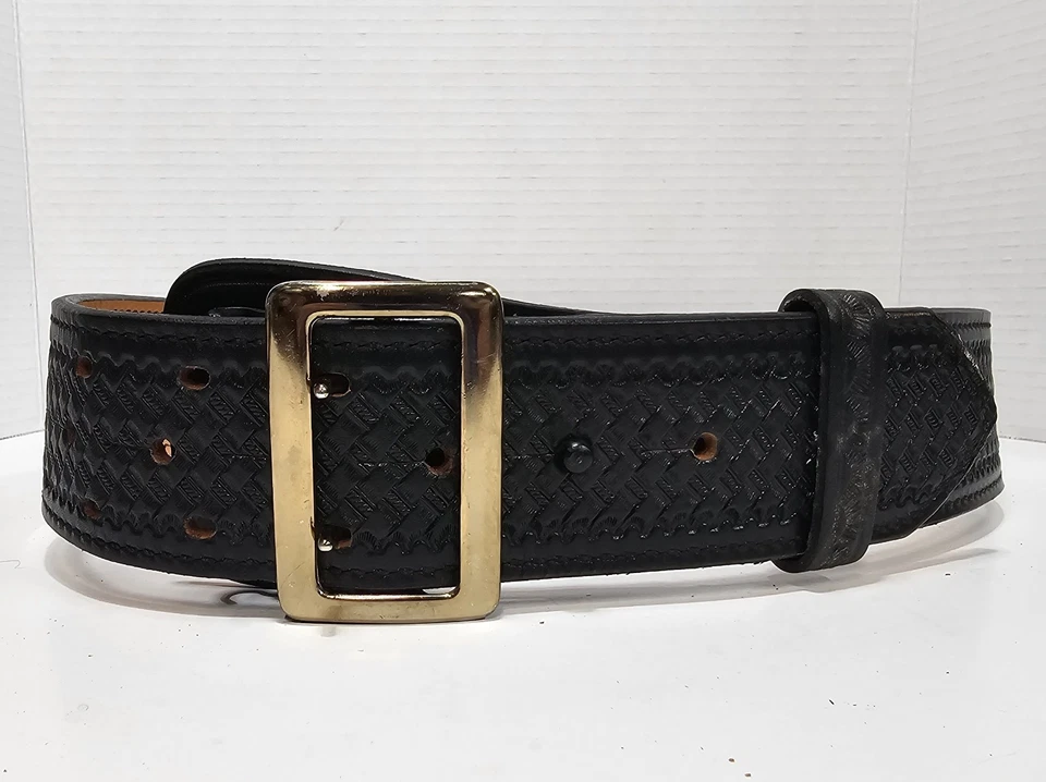 Cinturón Don Hume B101 Cuero Negro 2.25" Servicio Policial Hebilla Dorada Talla 34 Foto 2 de 4