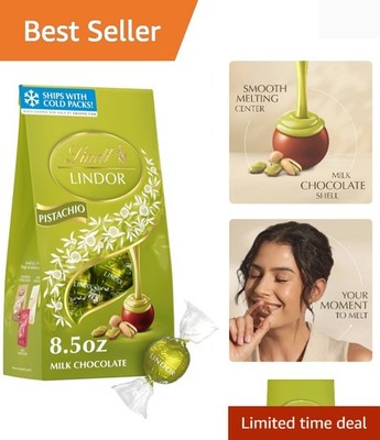 Lindt LINDOR Pistachio Milk Chocolate Candy Truffles, 8.5 oz. Bag