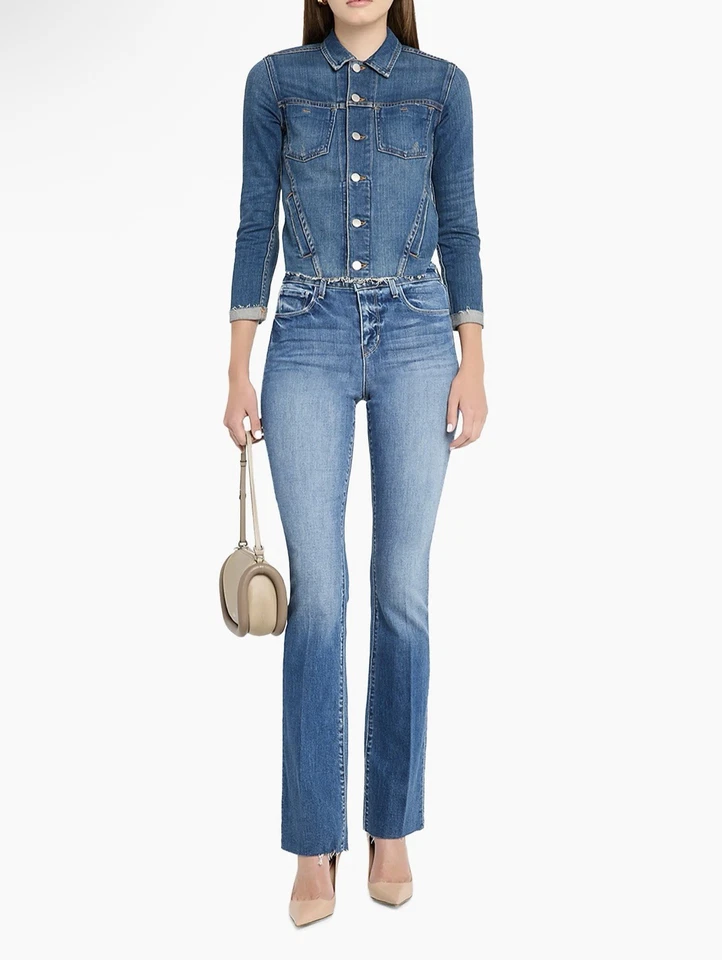 Chaqueta de Camionero L'agence Janelle Calce Ajustado Dobladillo Crudo Nueva Sin Etiquetas, M Foto 3 de 4