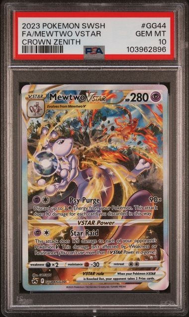 Mewtwo VSTAR GG44/GG70 PSA 10 Crown Zenith: Galarian Gallery Holo