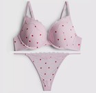Primark 2 sizes bigger boost Heart Print Lace Trim Maximise Bra and Thong Set