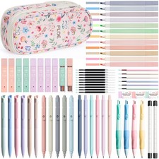 65PCS Aesthetic School Supplies Pencil Case Highlighters Gel Pens Set
