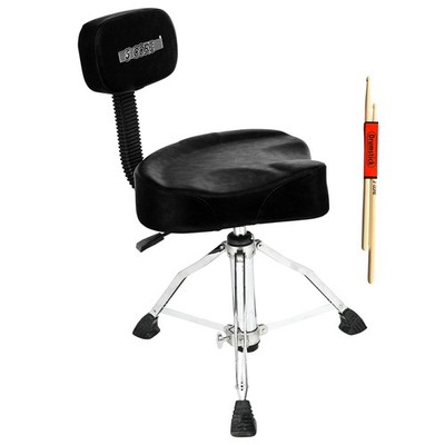 5 Core Drum Throne 4'' Padded Stool w Backrest Airlift Adjustable w 441Lb Capcity