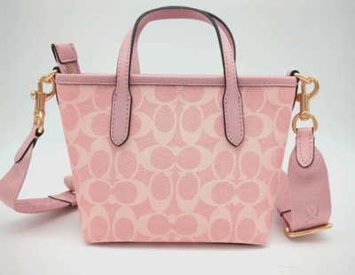 COACH City Mini Tote Bag Signature Canvas CW032 Powder Pink | eBay