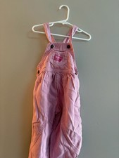 Vintage OshKosh B'gosh Pink Hickory Stripe Overalls Made in USA Size 4T